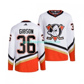 Anaheim Ducks JOHN GIBSON 36 Adidas 2022-2023 Reverse Retro Wit Authentic Shirt - Mannen